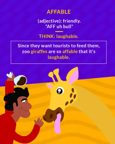 Affable cartoon: a giraffe with its tongue out taking food from a tourist at the zoo