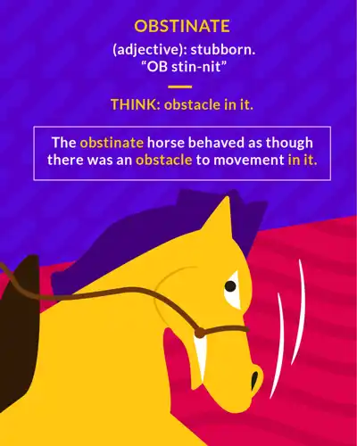 Obstinate cartoon: a horse digging in and refusing to move