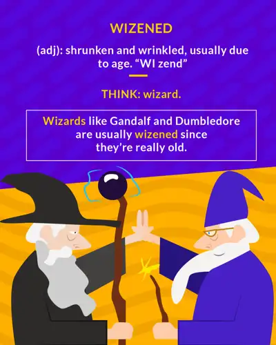 Wizened cartoon: two old wizards facing off with staffs