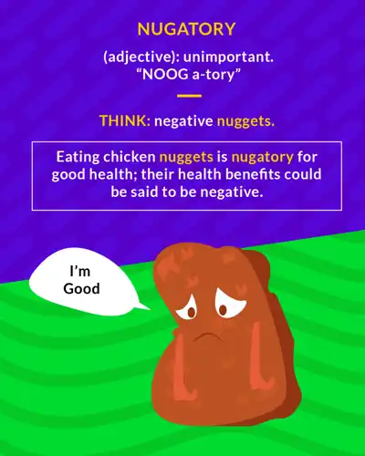Nugatory cartoon: a sad chicken nugget